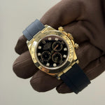 2001 Rolex Cosmograph Daytona Black Diamond Dial / 116518 / Yellow Gold on Rubber Strap / Mint Condition / Box & Papers Just Watch It