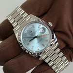 2024 Rolex Day-Date 40 Platinum Ice Blue Diamond Baguette Dial / 228236 / 40mm / Like New Just Watch It