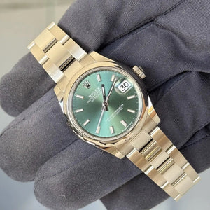 2024 Rolex Datejust 31 Mint Green Index Dial / 278240 / Stainless Steel / Smooth Oyster / 31mm / Brand New & Unworn