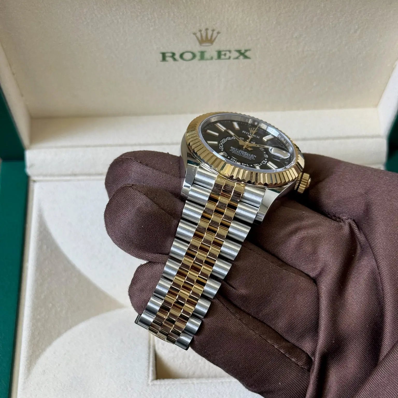 2025 Rolex Skydweller 42 Black Dial / 336933 / Two Tone Yellow Gold / Brand New & Unworn / Box & Papers Just Watch It