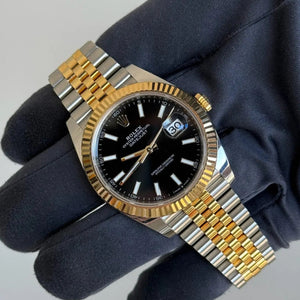 2022 Rolex Datejust 41 Black Dial / 126333 / Two-Tone Yellow Gold & Steel / 41mm / Mint Condition
