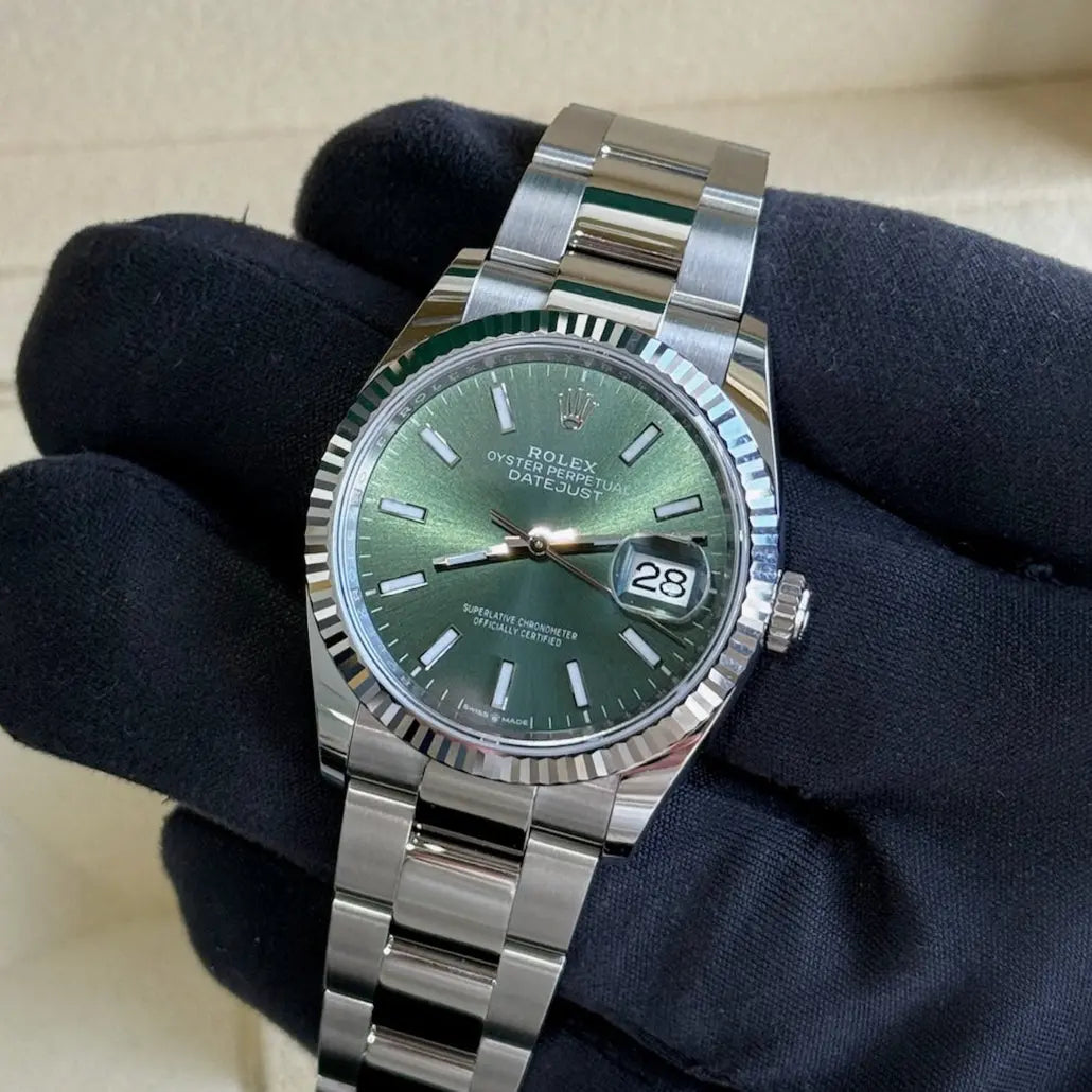 2022 Rolex Datejust 36 Mint Green Dial / 126234 / Fluted Oyster Bracelet / Like New / Box & Papers Just Watch It