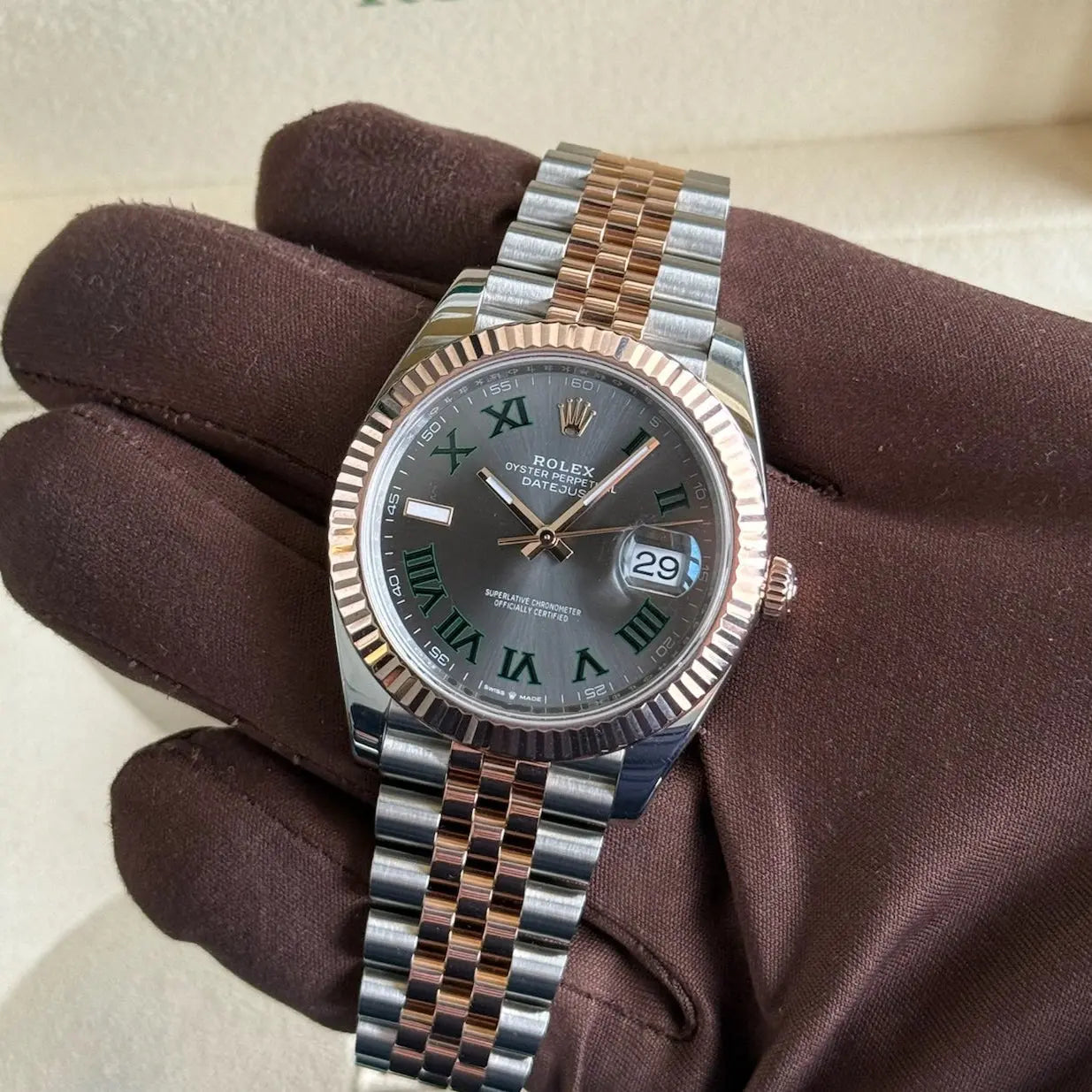 2024 Rolex Datejust 41 Wimbledon Dial / 126331 / Two Tone Rose Gold / Jubilee Band / 41mm / Like New / Box & Papers Just Watch It