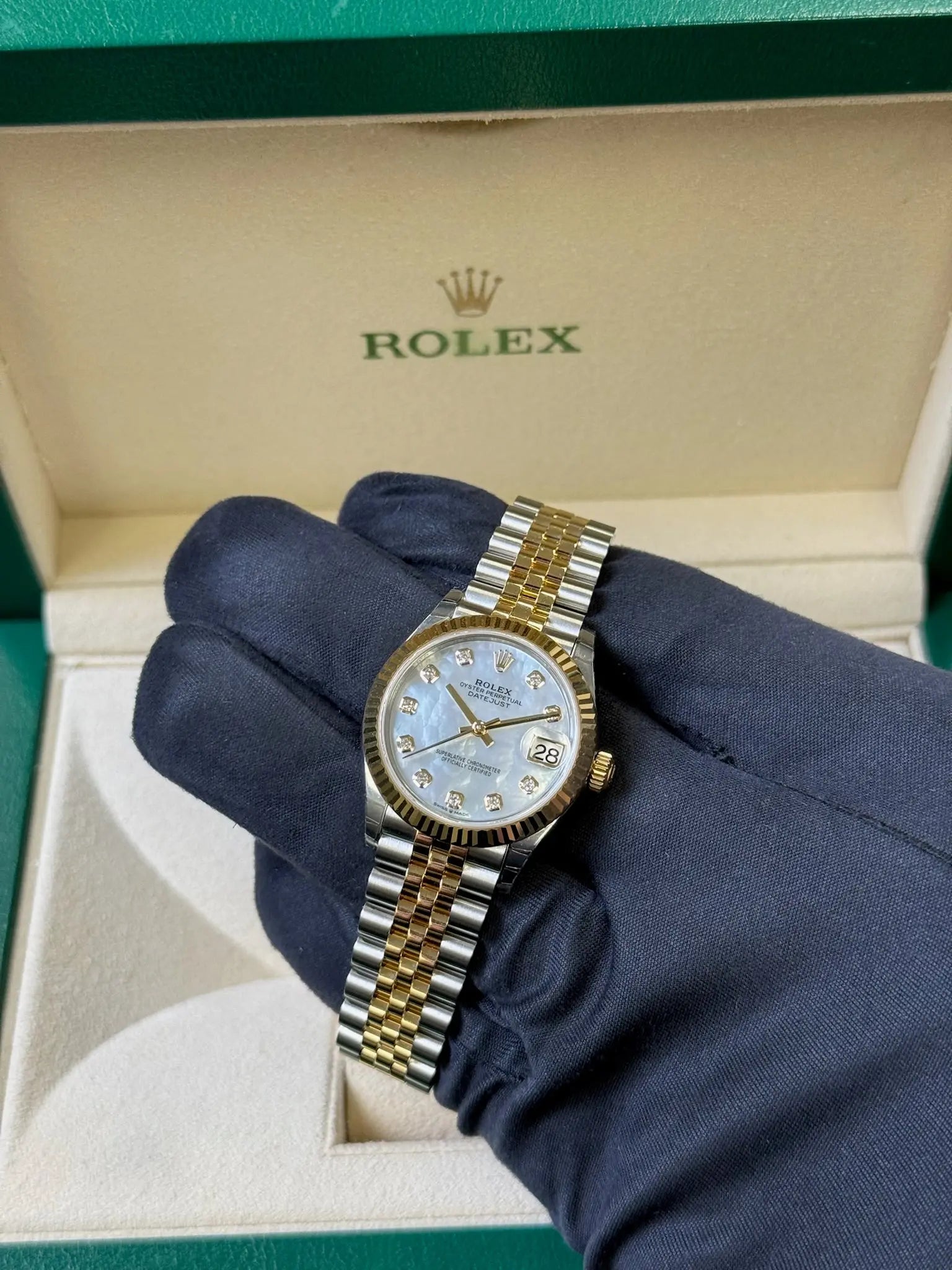 2022 Rolex Datejust 31 Mother of Pearl Diamond Dial / 278273 / Two Tone Yellow Gold & Steel / Like New / Box & Papers Just Watch It