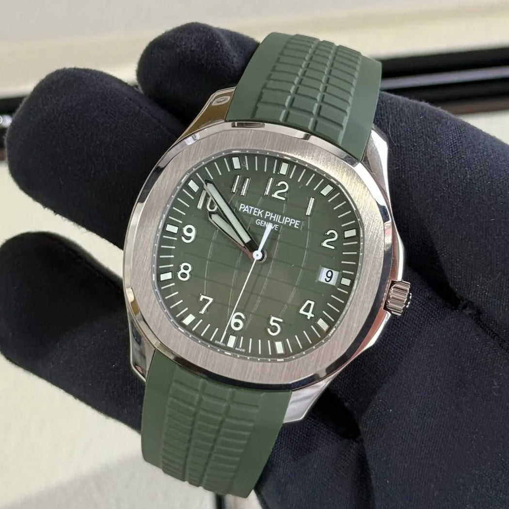 2025 Patek Philippe Aquanaut Green / 5168G-010 / White Gold on Green Rubber Strap / 42.2 mm / Brand New & Unworn - Just Watch It