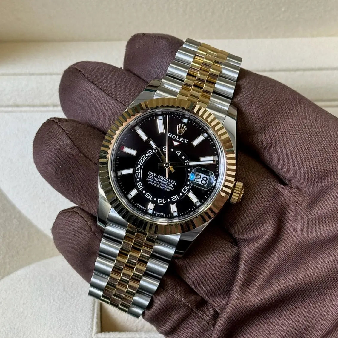 2025 Rolex Skydweller 42 Black Dial / 336933 / Two Tone Yellow Gold / Brand New & Unworn / Box & Papers Just Watch It