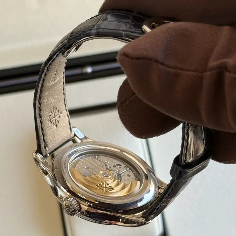 2022 Patek Philippe Complications Annual Calendar / 5205G / Blue Dial / 40mm / Alligator Strap / White Gold / Like New - Just Watch It