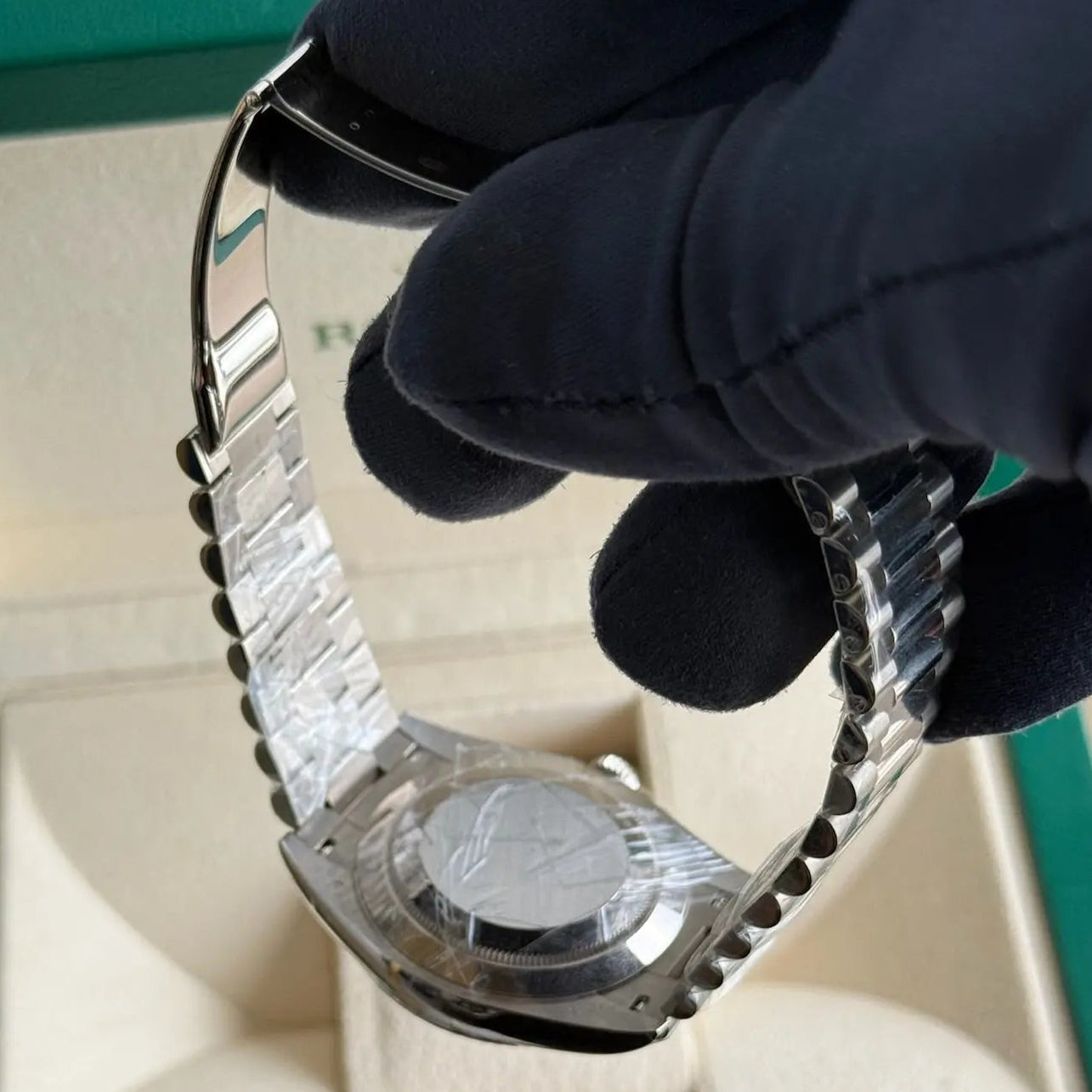 2024 Rolex Day Date 40 Olive Green Dial / 228239 / White Gold / Presidential Bracelet / Brand New & Unworn - Just Watch It