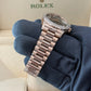 2023 Rolex Day Date 36 Diamond Bezel Brown Baguette Diamond Dial 128345RBR / Rose Gold / Like New / Box & Papers Just Watch It