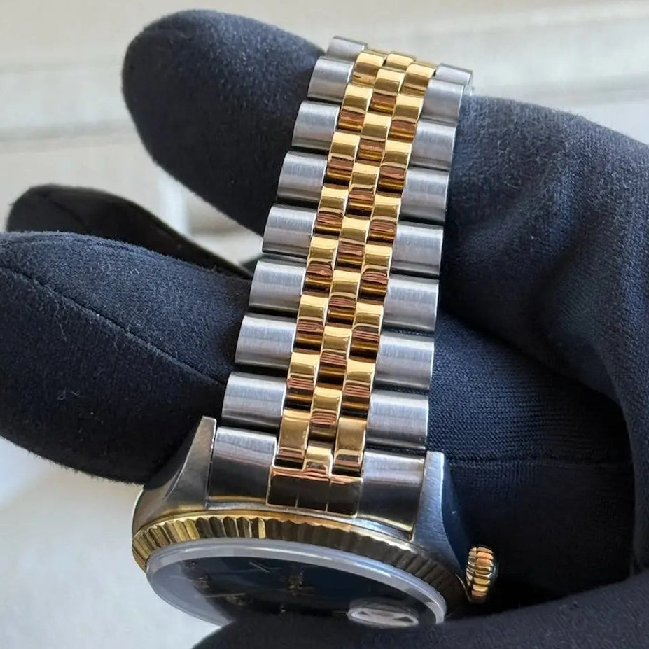 1996 Rolex Datejust 36 Blue Vignette Diamond Dial / 16233 / Two Tone Yellow Gold / Jubilee Band / Box & Papers Just Watch It