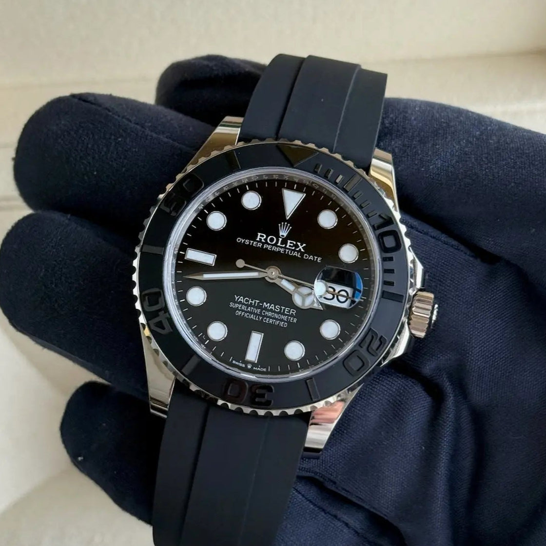 2023 Yacht-Master 42 Black Dial / 226659 / 18ct White Gold Oysterflex / 42mm / Mint Condition Just Watch It