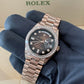 2023 Rolex Day Date 36 Diamond Bezel Brown Baguette Diamond Dial 128345RBR / Rose Gold / Like New / Box & Papers Just Watch It
