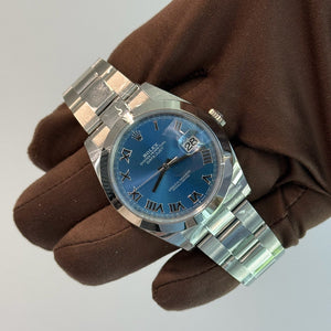 2025 Rolex Datejust 41 Blue Roman Dial Smooth Bezel 126300 / 41mm / Steel / Brand New & Unworn / Box & Papers Just Watch It
