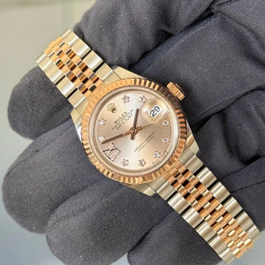2020 Rolex Lady-Datejust 28 Sundust Pink Star Diamond Dial / 279161 / Two Tone Rose Gold / 28mm / Mint Condition
