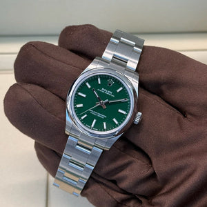2022 Rolex Oyster Perpetual 31 Green Dial 277200 / Steel / Mint Condition / Box & Papers