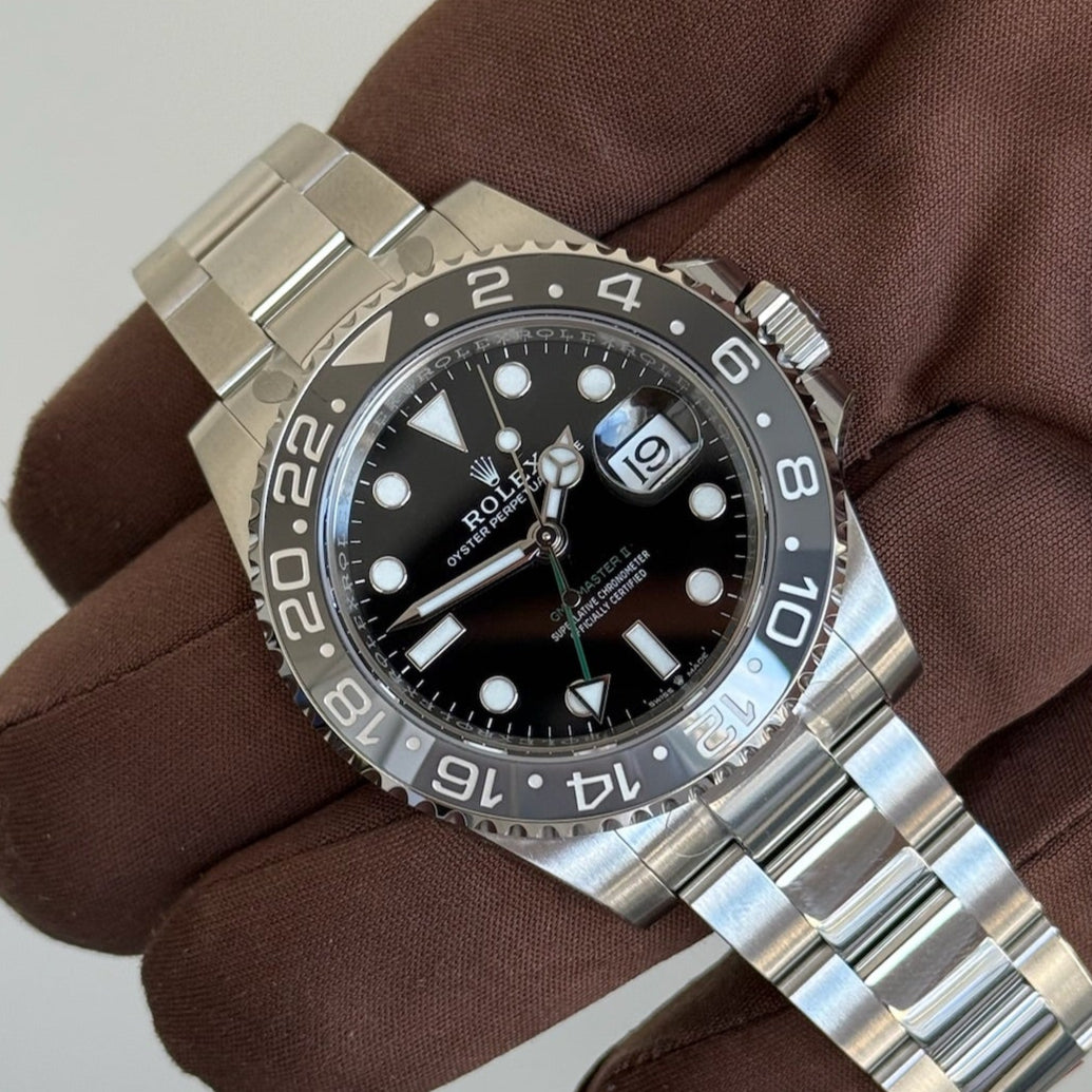 2025 Rolex GMT Master II 'Bruce Wayne' / 126710GRNR / Oyster Bracelet / Full Factory Stickers / Brand New