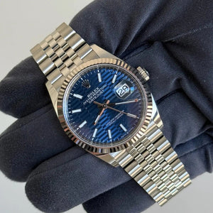 2023 Rolex Datejust 36 Blue Motif Dial / 126234 / Jubilee Band / 36mm / Mint Condition