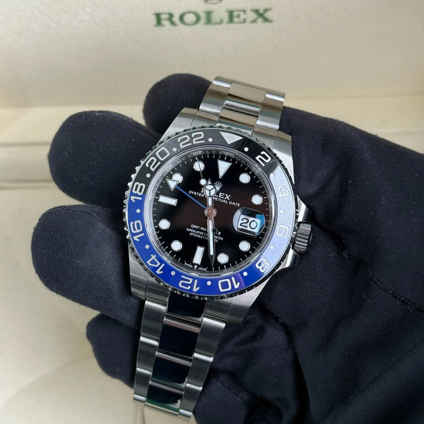 2025 GMT Master II 'Batman' Black Dial Blue Bezel / 126710BLNR / Steel / Oyster Band / Brand New & Unworn / Box & Papers Just Watch It
