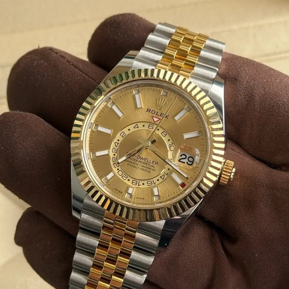 2023 Rolex Sky-Dweller 42 Champagne Dial / 326933 / Two Tone Yellow Gold / 42mm / Brand New & Unworn - Just Watch It