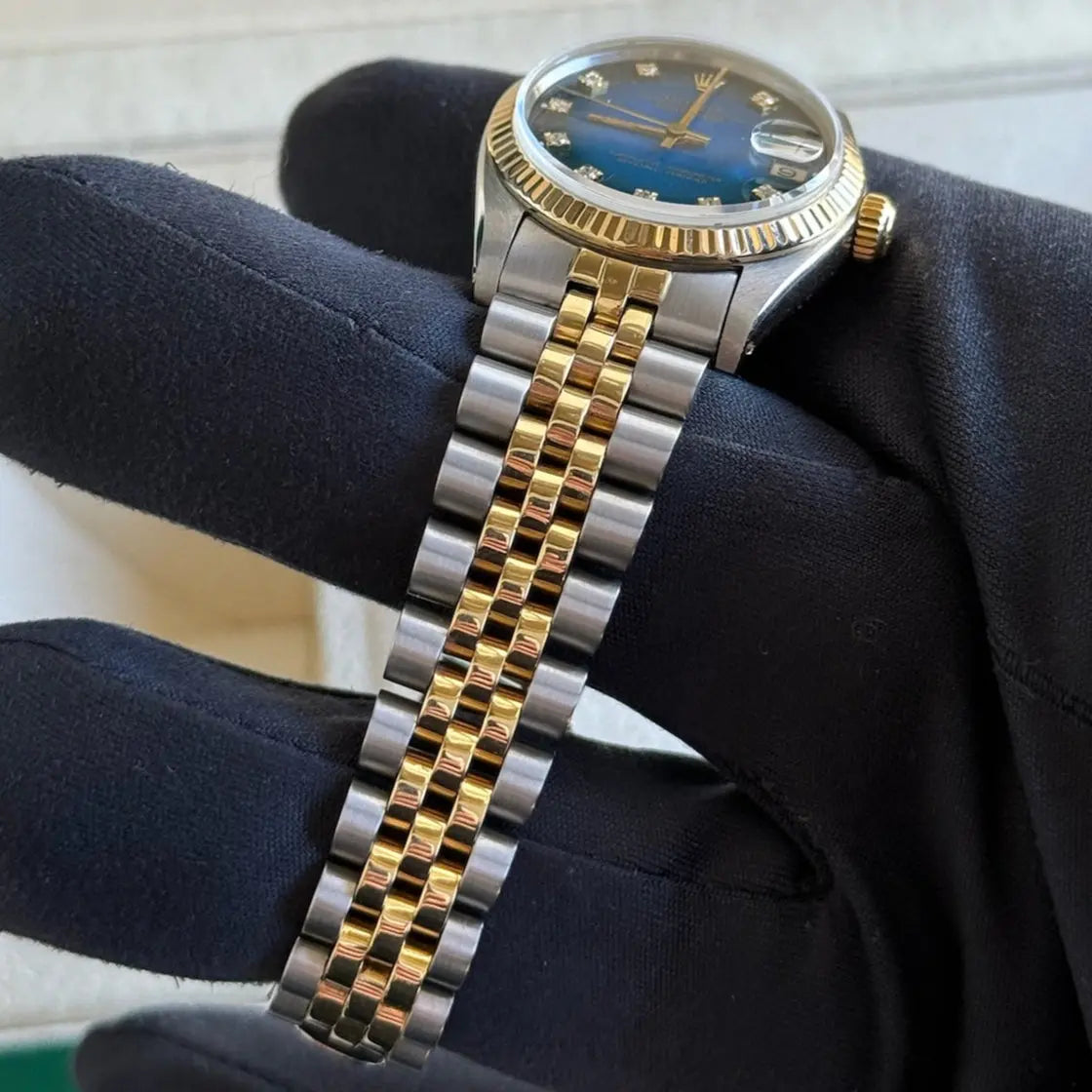 1984 Rolex Datejust 31 Blue Vignette Diamond Dial / 6827 / Two Tone Yellow Gold / Jubilee Band / Excellent Condition / Watch & Box Only Just Watch It