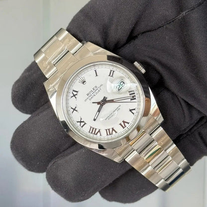 2023 Rolex Datejust 41 White Roman Dial Oyster Bracelet 126300 / 41mm / Smooth Bezel / Steel / Mint Condition