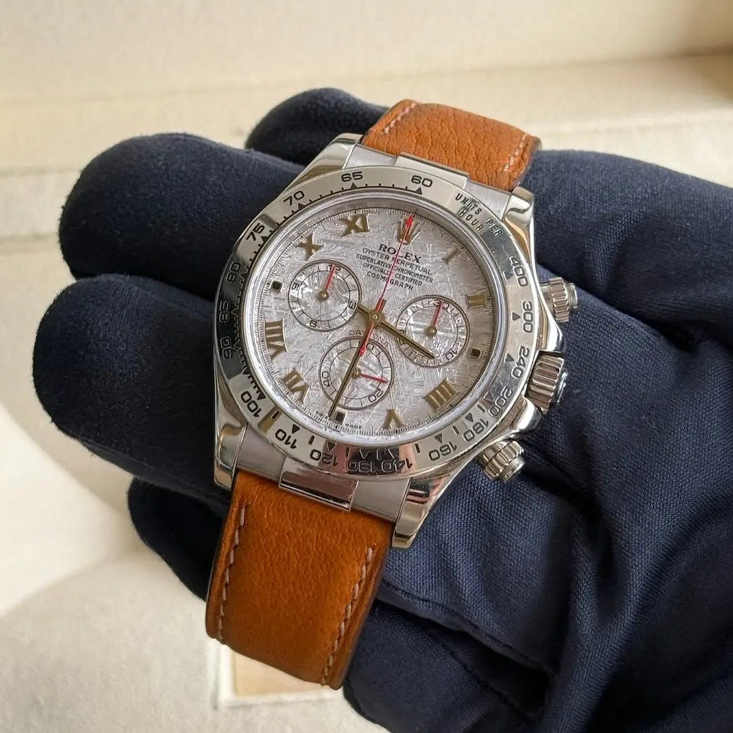 2003 Rolex Daytona Meteorite / 116519LN / White Gold on Original Leather Strap / Mint Condition - Just Watch It
