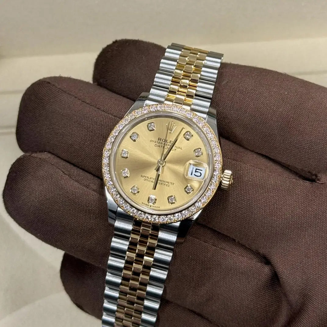 2025 Datejust 31 Champagne Dial / 278383RBR / Factory Diamond Dial / Brand New & Unworn / Box & Papers Just Watch It