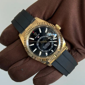 2025 Rolex Sky-Dweller 42 Black Dial / 336238 / 42mm / Yellow Gold on Oysterflex / Brand New & Unworn Just Watch It