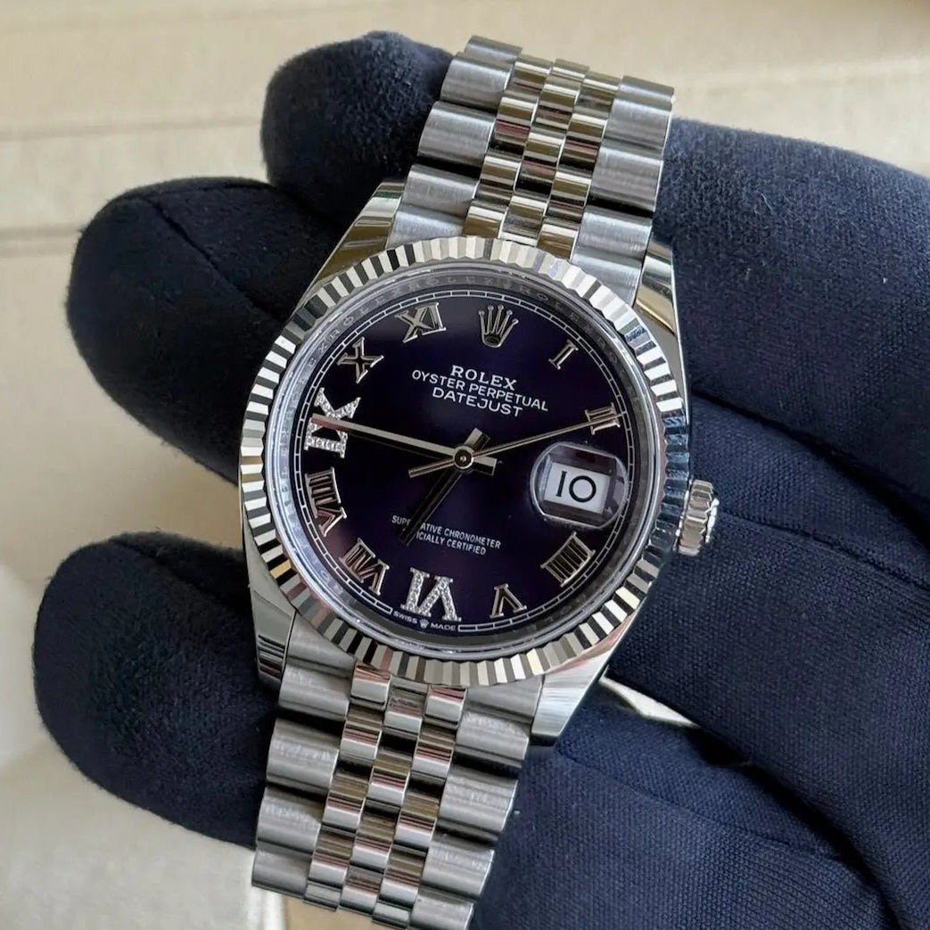 2022 Datejust 36 Purple Aubergine Dial with Diamonds VI and IX / Jubilee Band / Mint Condition Just Watch It