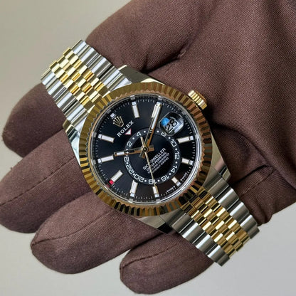 2025 Rolex Skydweller 42 Black Dial / 336933 / Two Tone Yellow Gold / Brand New & Unworn / Box & Papers Just Watch It