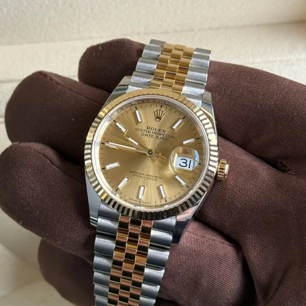 2025 Rolex Datejust 36 Champagne Dial / 126233 / Two Tone Yellow Gold / Brand New & Unworn / Box & Papers Just Watch It
