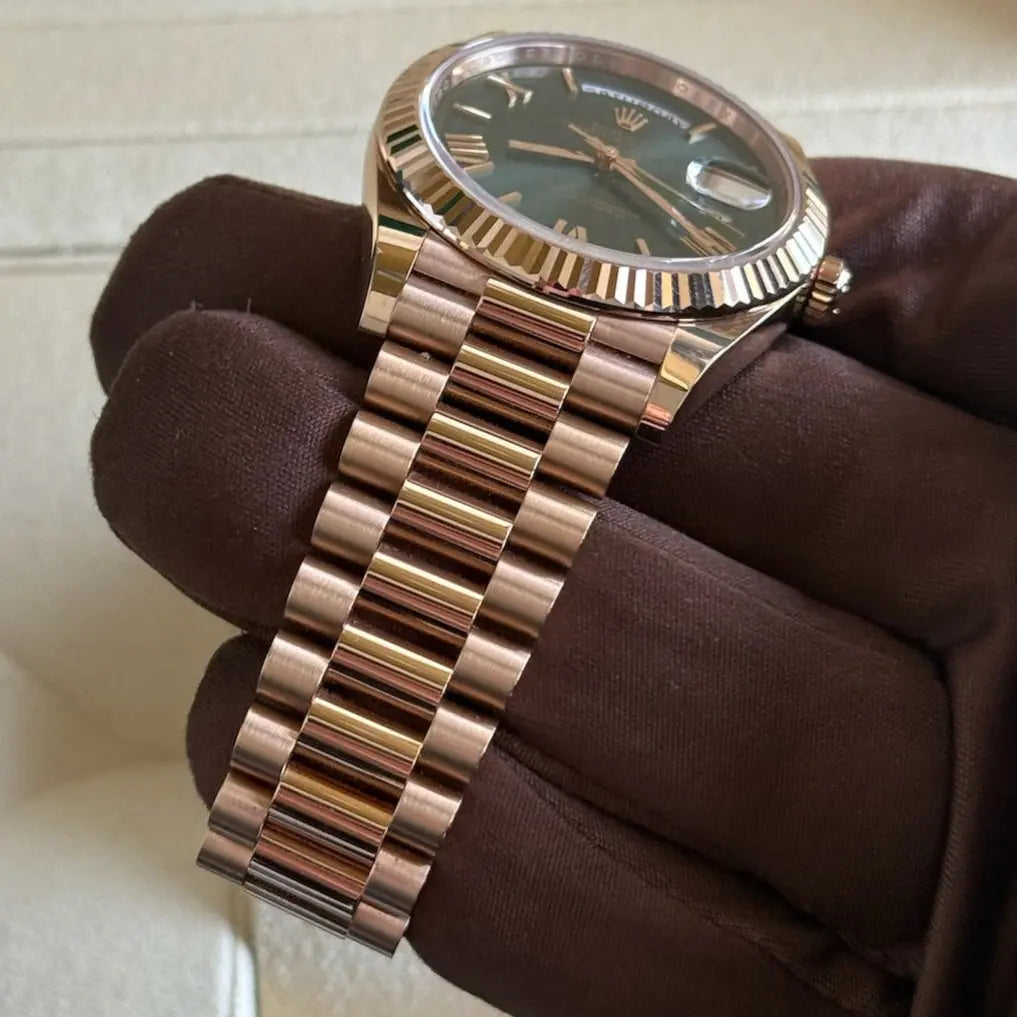 2022 Day Date 40 Olive Dial / 228235 / Rose Gold / Presidential Band / Like New / Box & Papers Just Watch It