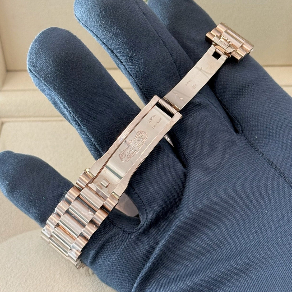 2023 Rolex Day Date 36 Diamond Bezel Brown Baguette Diamond Dial 128345RBR / Rose Gold / Like New / Box & Papers Just Watch It