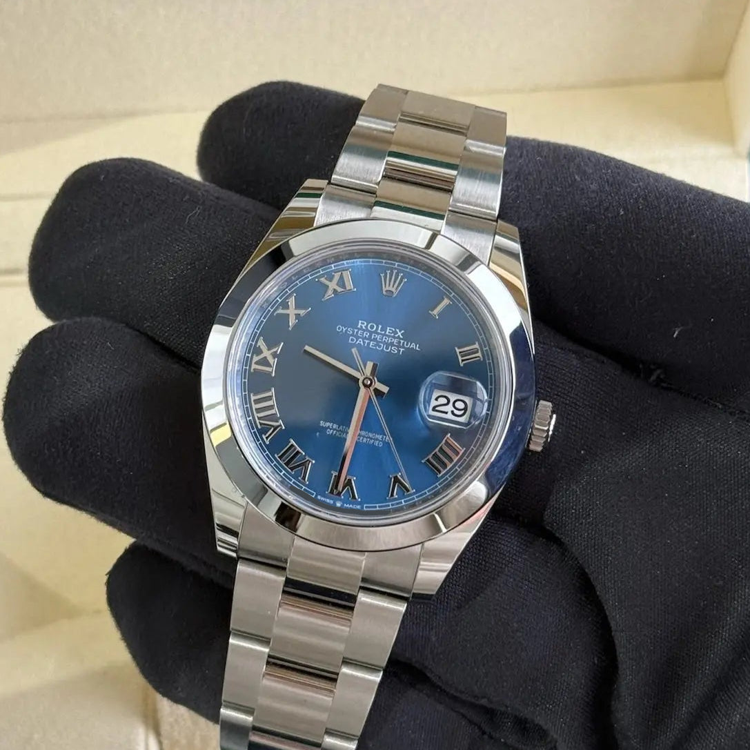 2025 Rolex Datejust 41 Blue Roman Dial / 126300 / 41mm / Oyster Bracelet / Like New / Box & Papers Just Watch It
