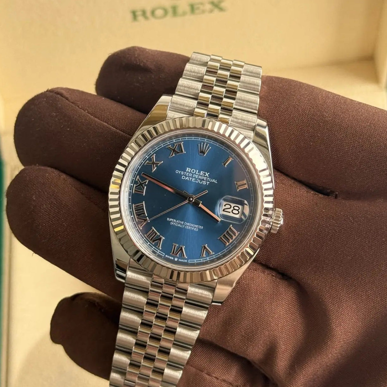 2022 Rolex Datejust 41 Azzurro Blue Roman Dial / 126334 / 41mm / Steel / Mint Condition - Just Watch It