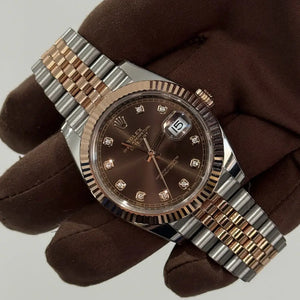 2025 Rolex Datejust 41 Chocolate Diamond Dial / 126331 / Two Tone Rose Gold / Brand New & Unworn / Box & Papers Just Watch It