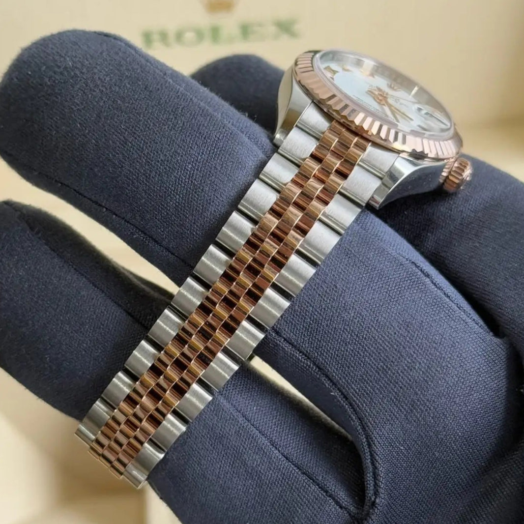 2025 Rolex Lady Datejust 28 White Dial with Roman Numerals / 279171  / Two Tone Rose Gold & Steel / Brand New & Unworn - Just Watch It