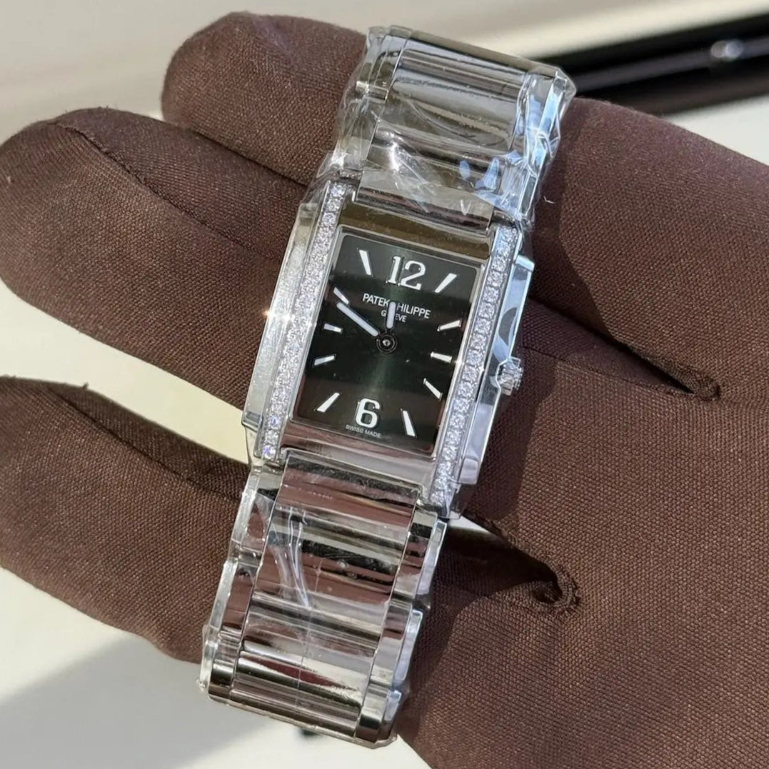2025 Patek Philippe Twenty~4 Manchette Olive Green Sunburst Diamond Ladies Watch - Just Watch It