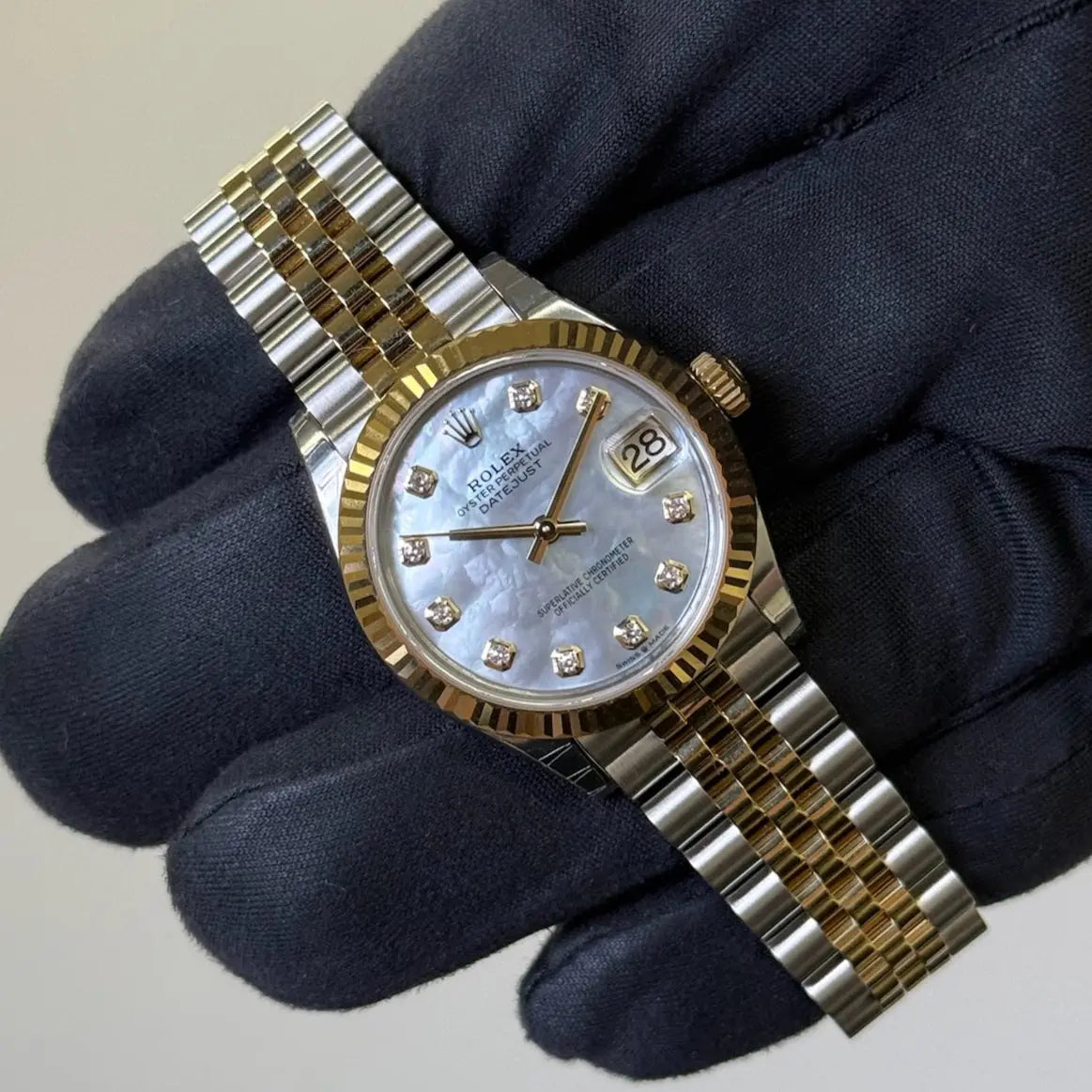 2022 Rolex Datejust 31 Mother of Pearl Diamond Dial / 278273 / Two Tone Yellow Gold & Steel / Like New / Box & Papers Just Watch It
