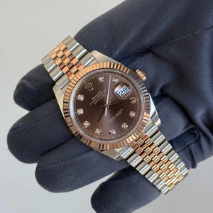 2024 Rolex Datejust 41 Chocolate Diamond Dial / 126331 / 41mm / Two Tone Rose Gold / Like New