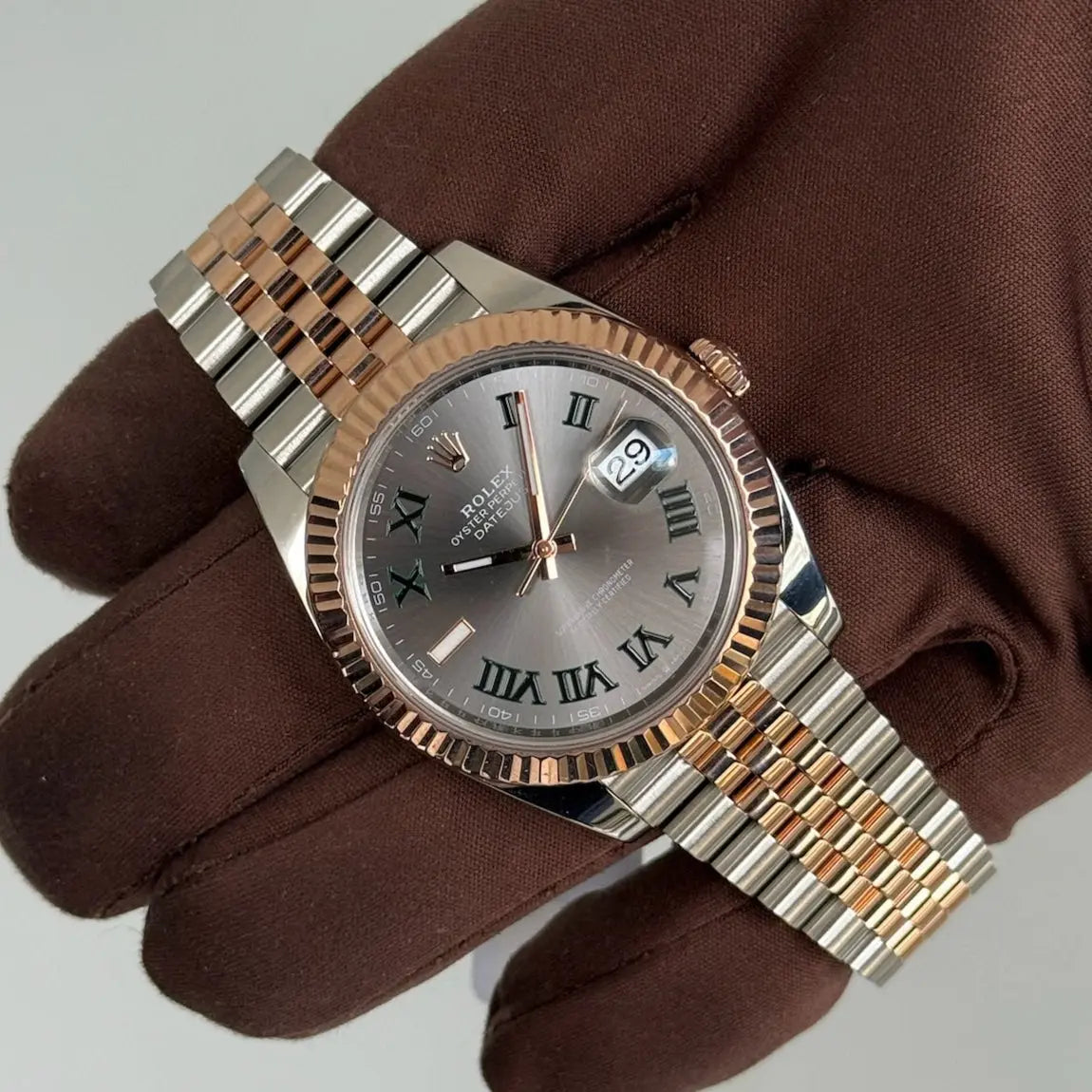 2024 Rolex Datejust 41 Wimbledon Dial / 126331 / Two Tone Rose Gold / Jubilee Band / 41mm / Like New / Box & Papers Just Watch It