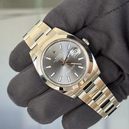 2023 Rolex Datejust 41 Rhodium Index Dial 126300 / Smooth Bezel / Steel / 41mm / Mint Condition