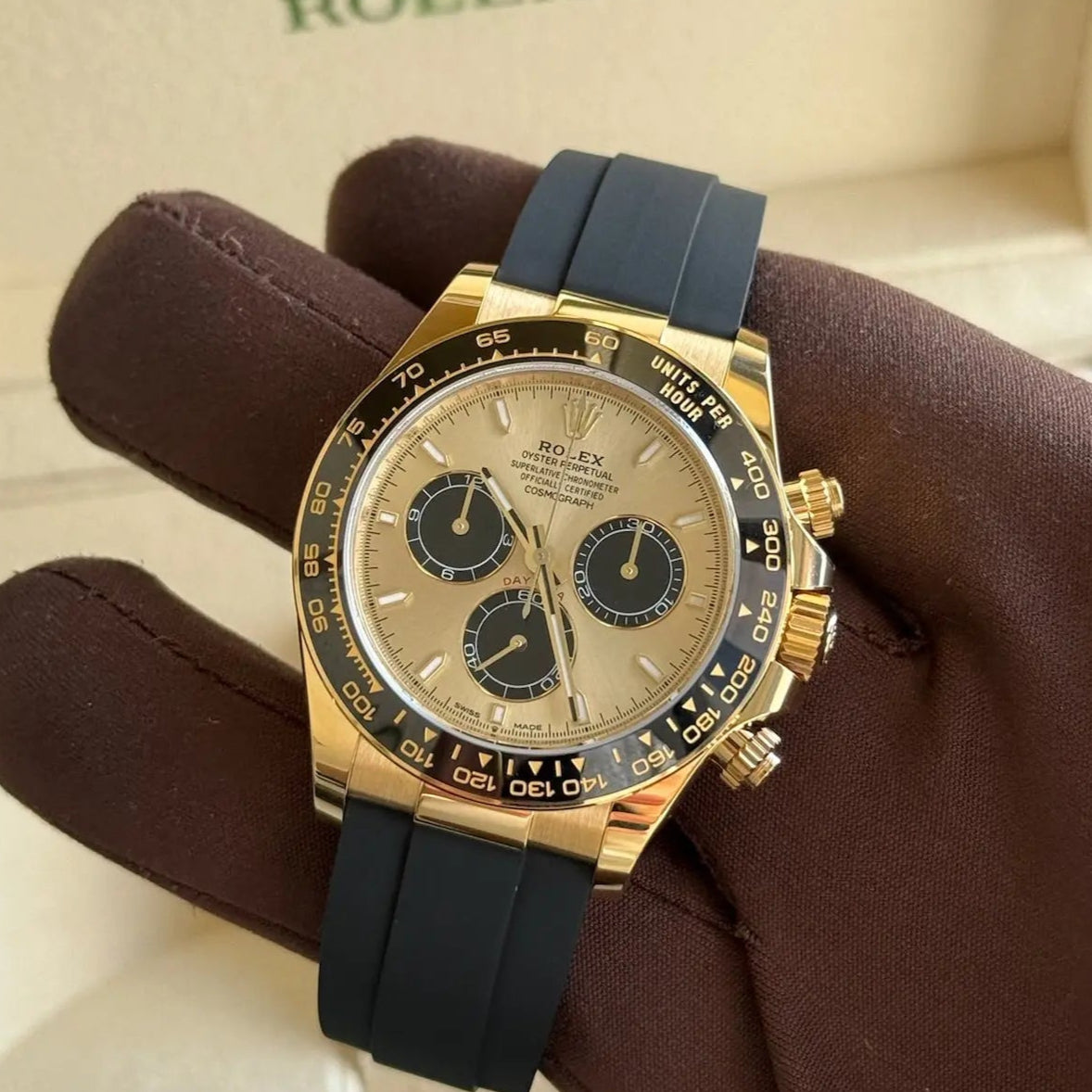 2024 Rolex Daytona Cosmograph ‘Pikachu’ / 126518LN / Yellow Gold on Rubber Strap / 40mm / Brand New & Unworn - Just Watch It