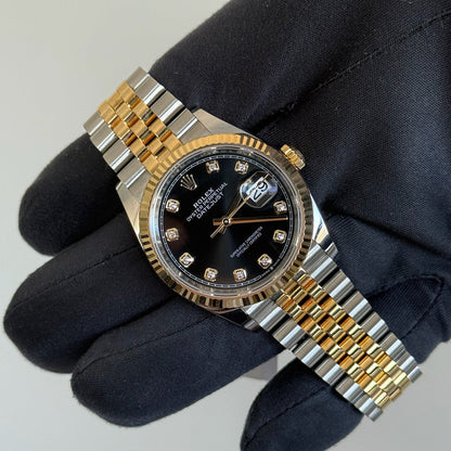 2025 Rolex Datejust 36 Black Diamond Dial / 126233 / Two Tone Yellow Gold / Brand New & Unworn Just Watch It
