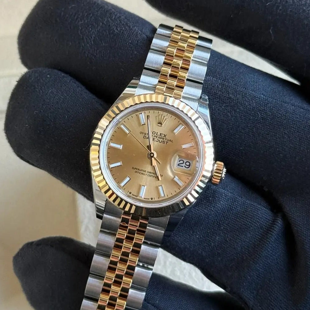 2025 Rolex Lady-Datejust 28 Champagne Dial / 269173 / Two Tone Yellow Gold / Jubilee Band / Brand New & Unworn Just Watch It