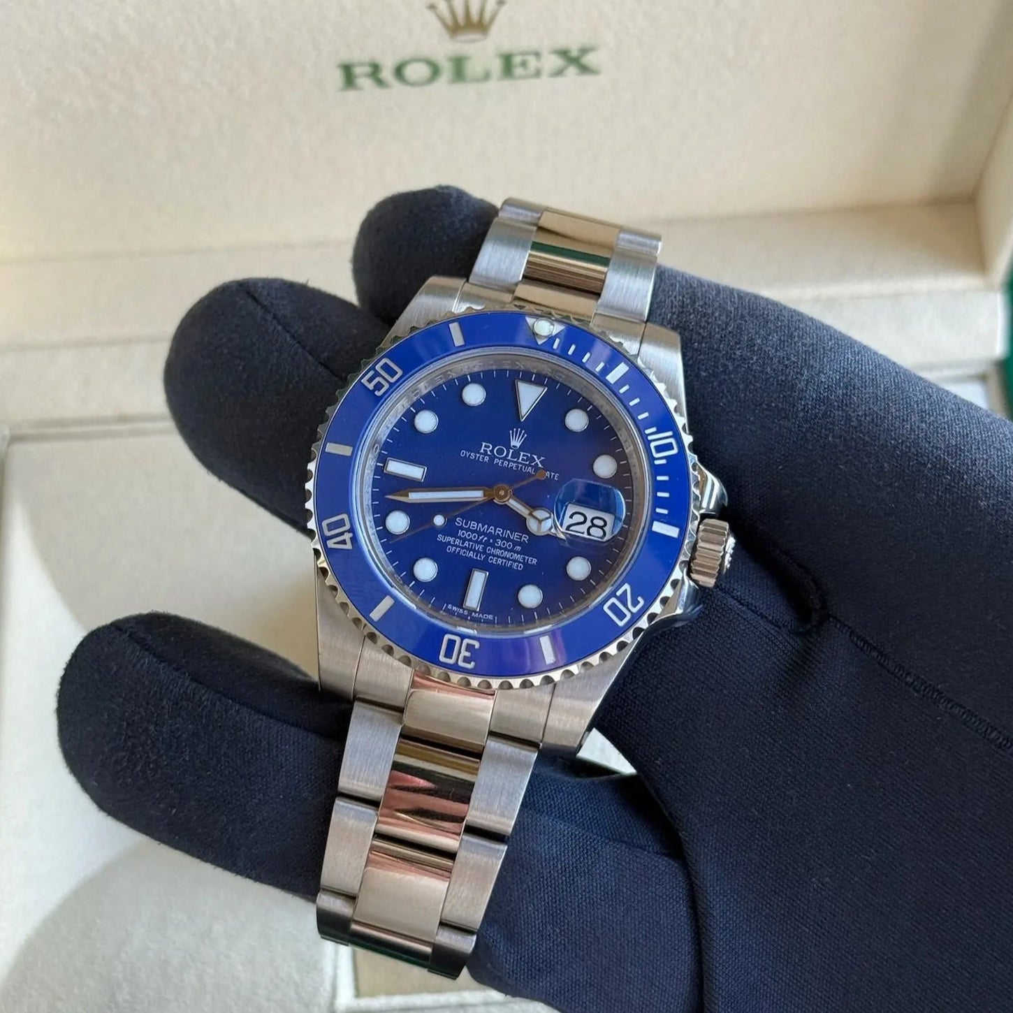 2014 Rolex Submariner Date ‘Smurf’ Blue Dial & Bezel / White Gold / Discontinued / Mint Condition / Box & Papers Just Watch It