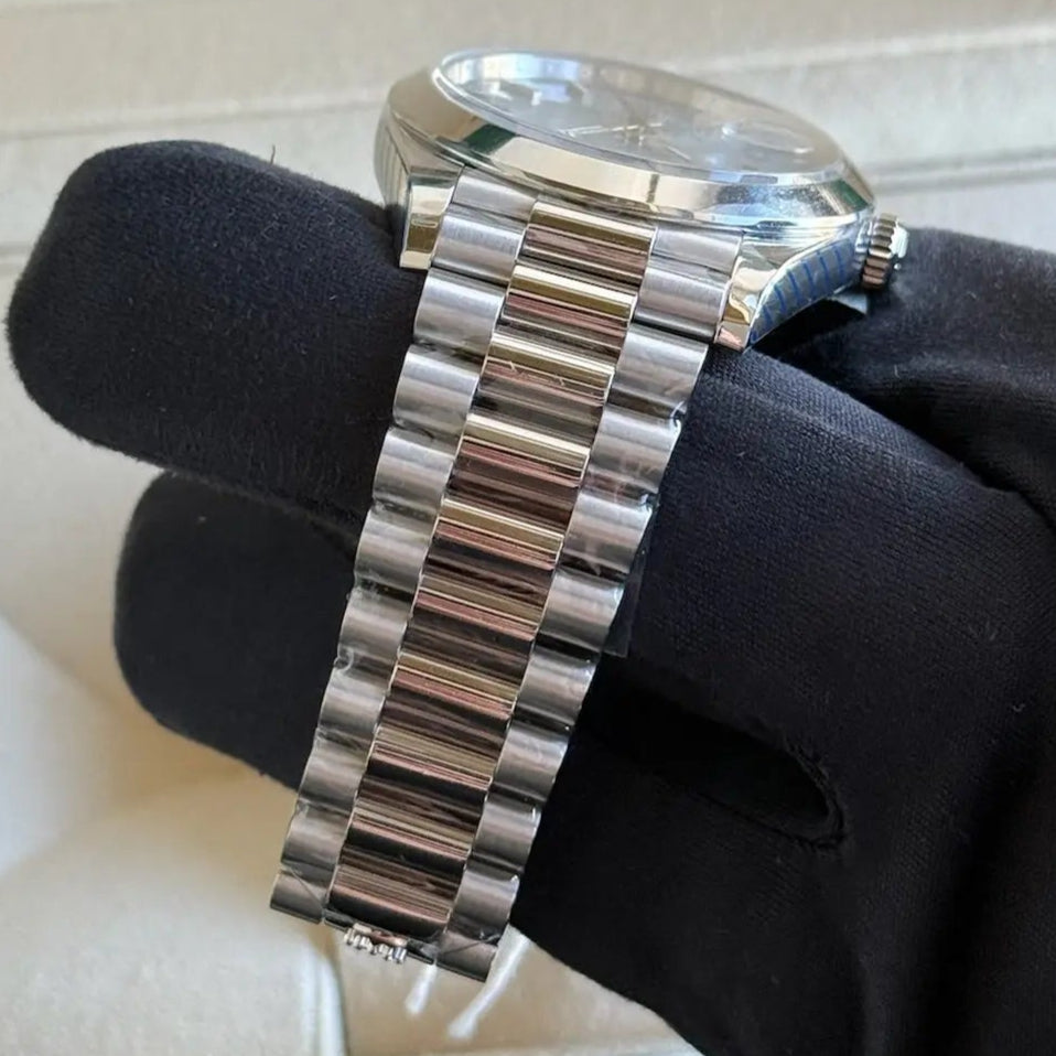 2021 Rolex Day Date 40 Blue Motif Dial / 228206 / 40mm / Platinum President Band / Like New / Box & Papers Just Watch It