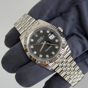 2025 Rolex Datejust 41 Black Diamond Dial / 126334 / Steel / Jubilee Band / Brand New & Unworn / Box & Papers