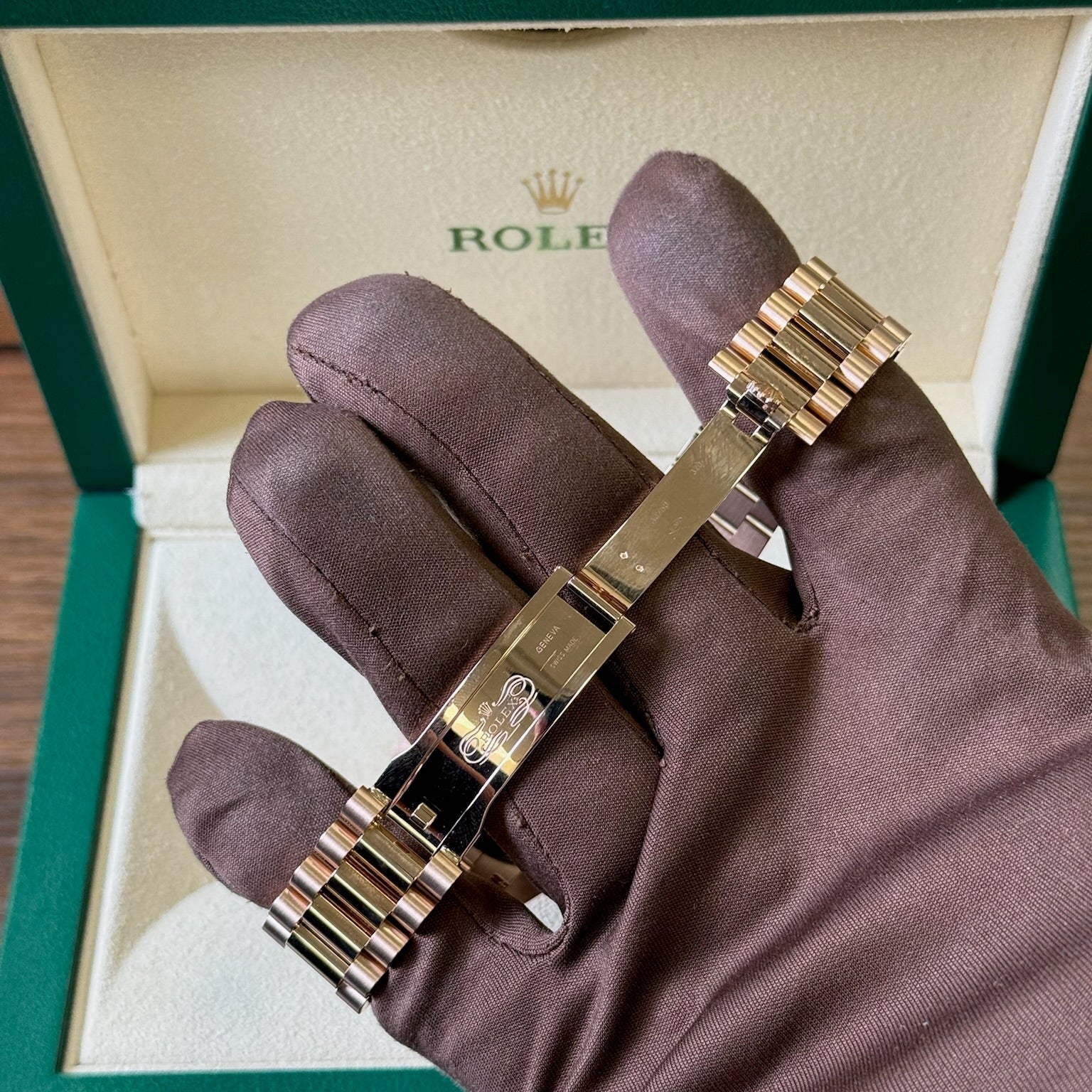 2025 Rolex Day Date 40 Olive Dial / 228235 / Rose Gold / Brand New & Unworn / Box & Papers (edited) Just Watch It