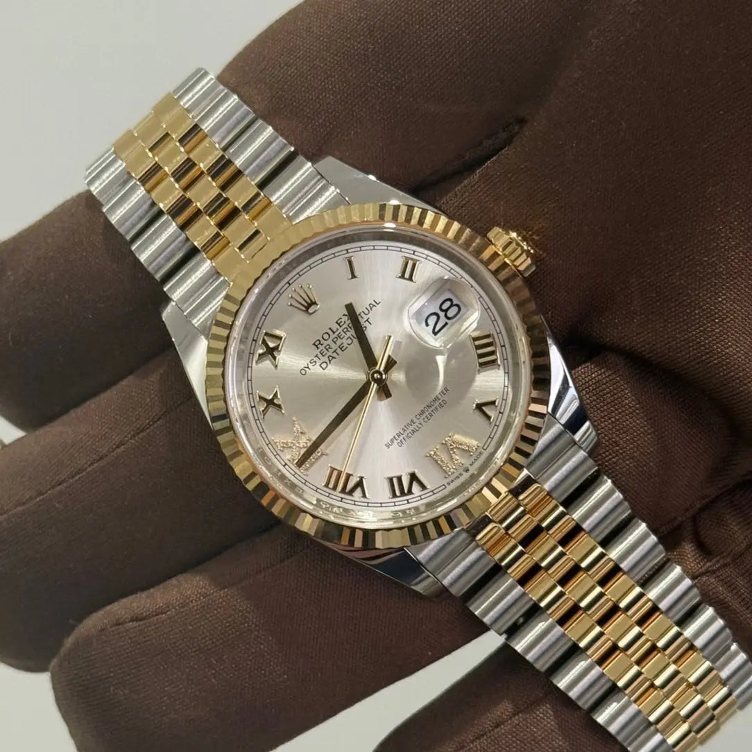 2022 Rolex Datejust 36 Silver Dial with Diamond on VI & IX / 126233 / Two Tone Yellow Gold / Mint Condition / Box & Papers Just Watch It